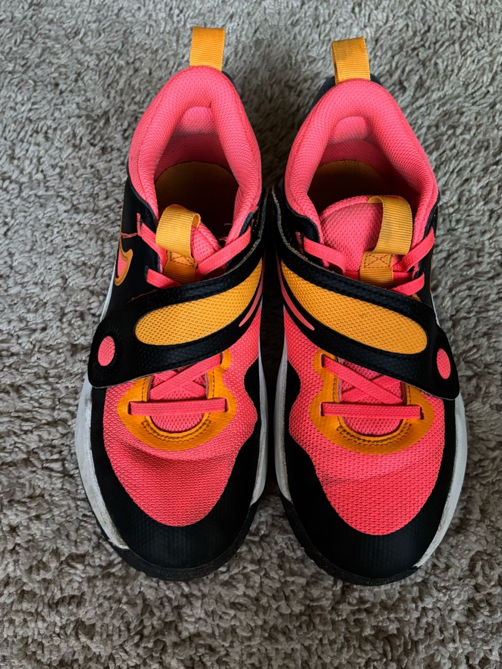 Vans Kids Pink and Yellow Hook-and-Loop Sneakers